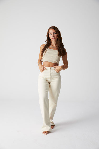 STRAIGHT JEANS - MIRVA ECRU HIGH WAIST