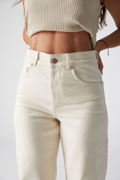 STRAIGHT JEANS - MIRVA ECRU HIGH WAIST