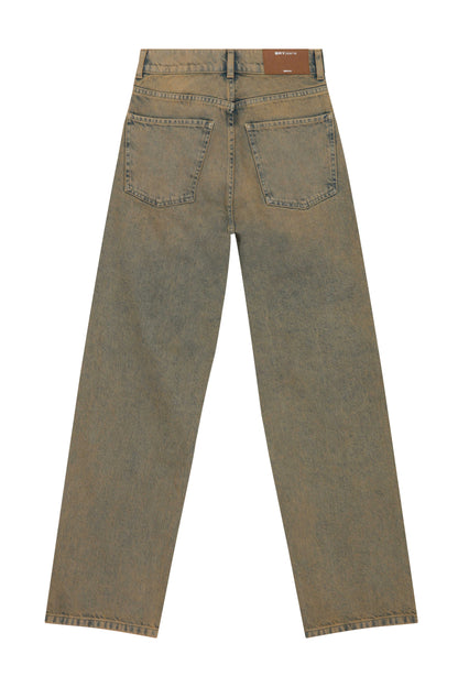 STRAIGHT JEANS - MIRVA YELLOW WASHED BLUE JEANS