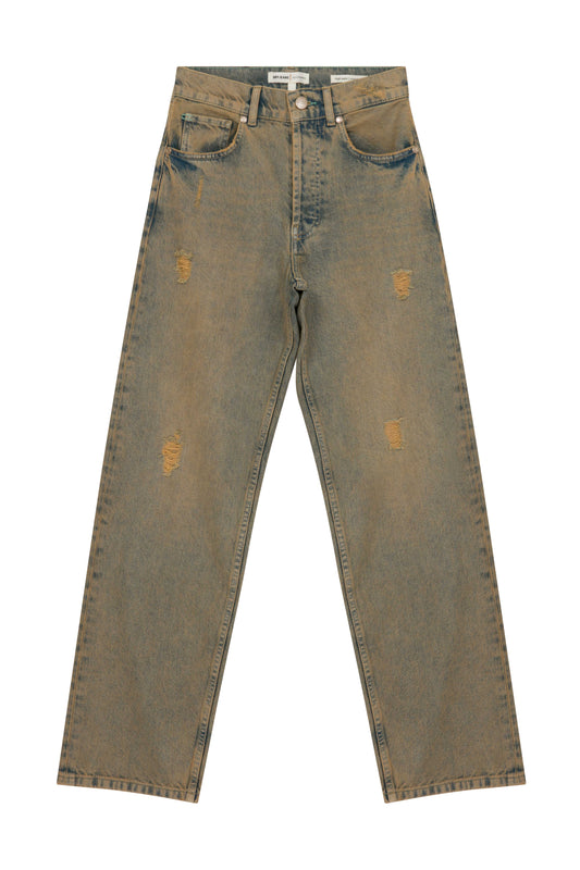 STRAIGHT JEANS - MIRVA YELLOW WASHED BLUE JEANS